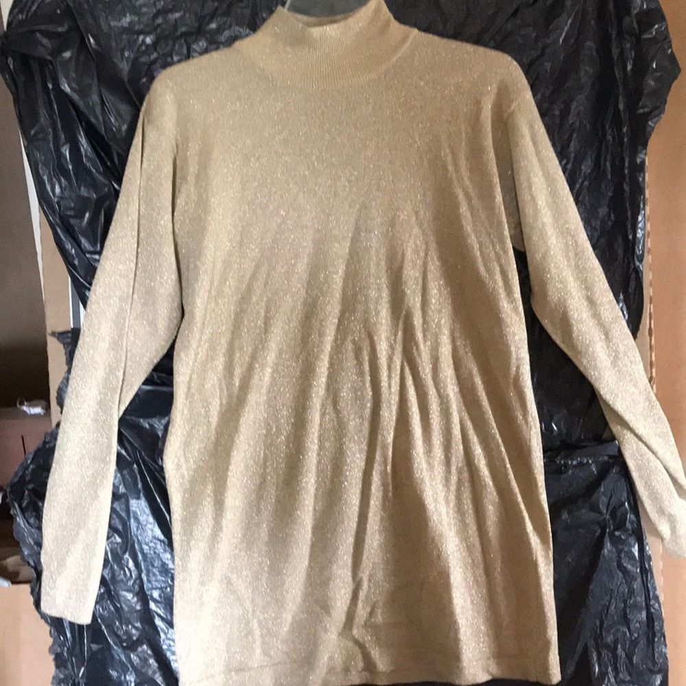 Throw Costa Spa Gold Glitter Turtleneck Tunic S